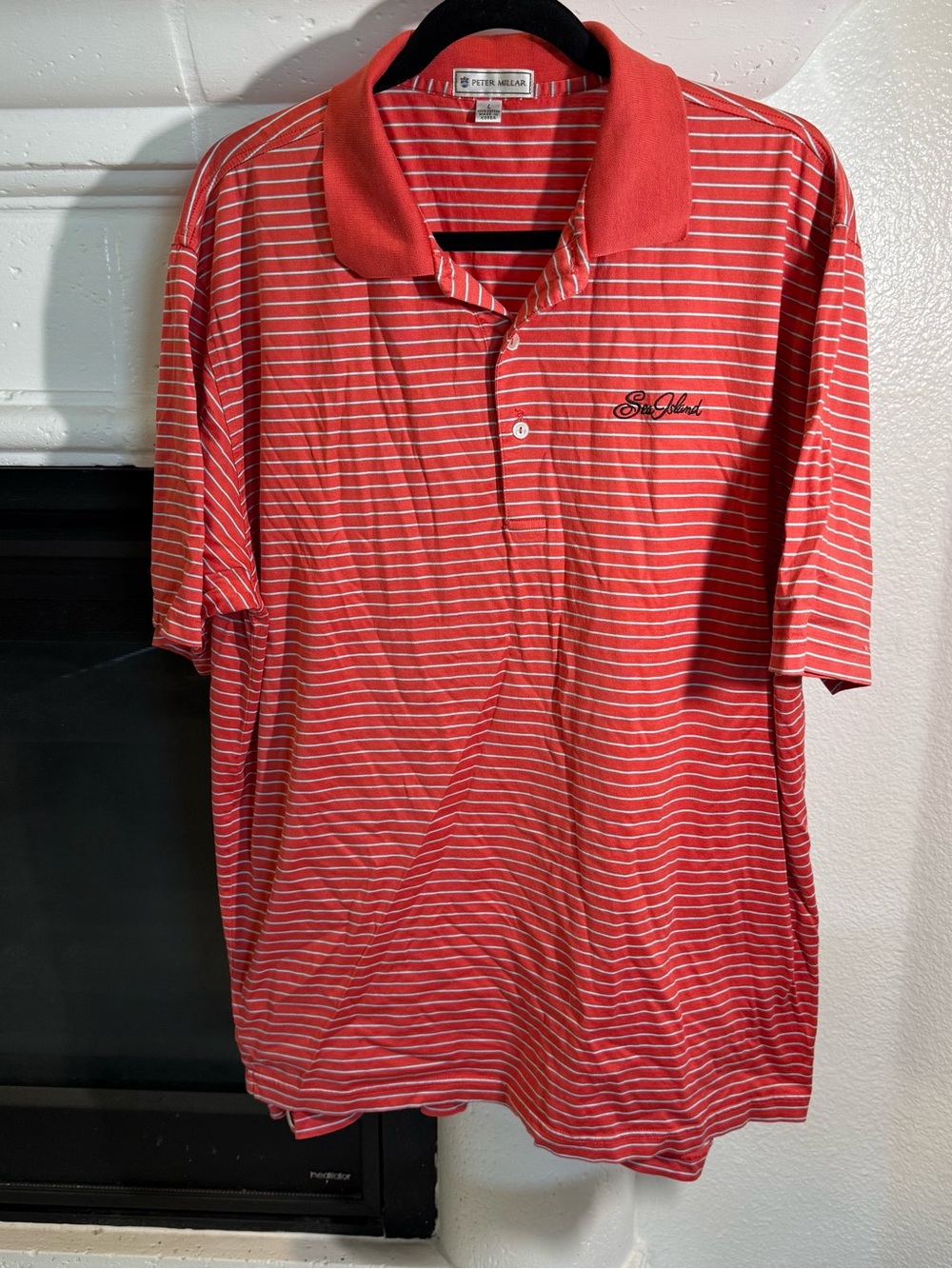 Peter Millar Sea Island Men’s Red and White Striped Polo Size L